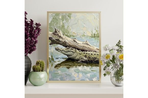 Download Crocodile Oil Painting Printable Wall - Print Collection