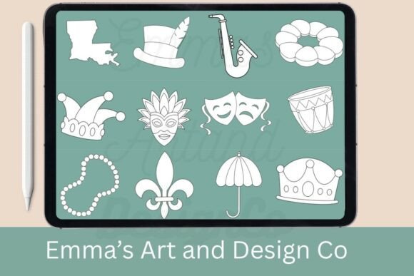 Download Mardi Gras Procreate Stamp Brush Set - Set Collection