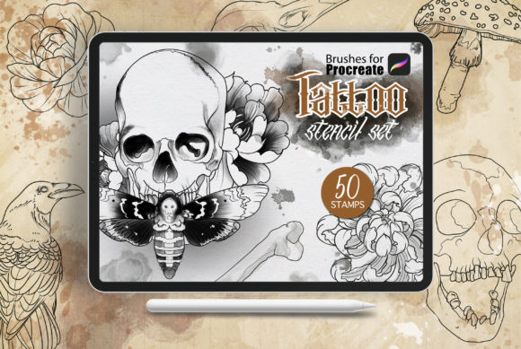 Download Procreate - Tattoo Basic Stencil Set - Set Collection