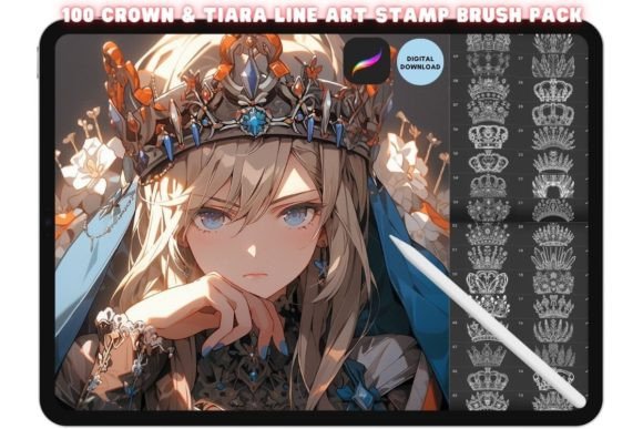 Download Procreate Crown &amp; Tiara Stamp Brush Set - Set Collection