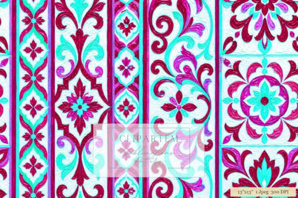Download Boho Damask Tile Magenta Teal Pattern - Pattern Collection