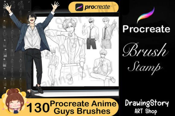 Download 130 Procreate Anime Male Brush Set - Set Collection