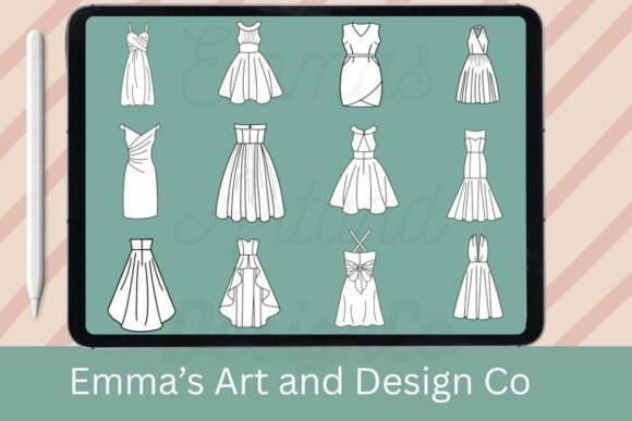 Download 12 Dresses Procreate Brush Set - Set Collection
