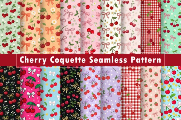 Download Cherry Coquette Seamless Pattern Bundle - Pattern Collection