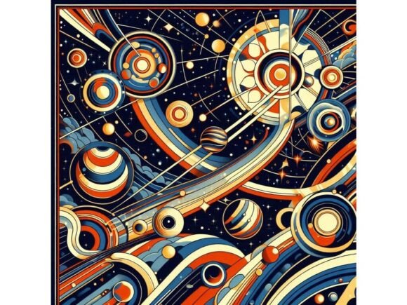 Download Cosmic Scene with Bold Art Deco Patterns - Pattern Collection