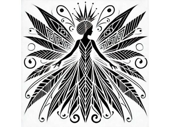 Download Art Deco Fairy with Intricate Patterns a - Pattern Collection