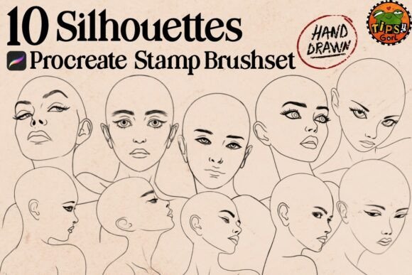 Download 10 Female Silhouettes Procreate Brushset - Set Collection