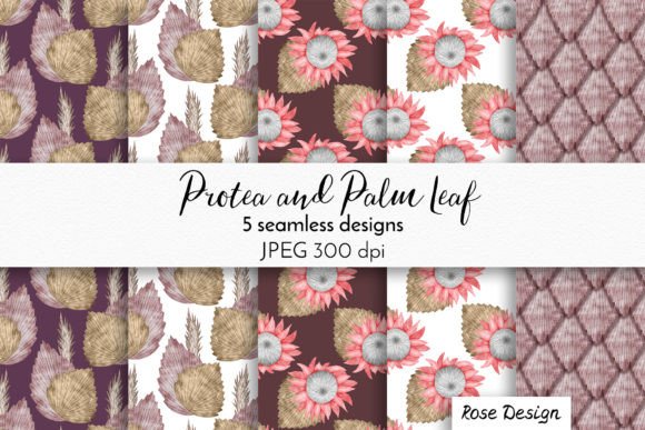 Download Watercolor Protea Boho Seamless Patterns - Pattern Collection
