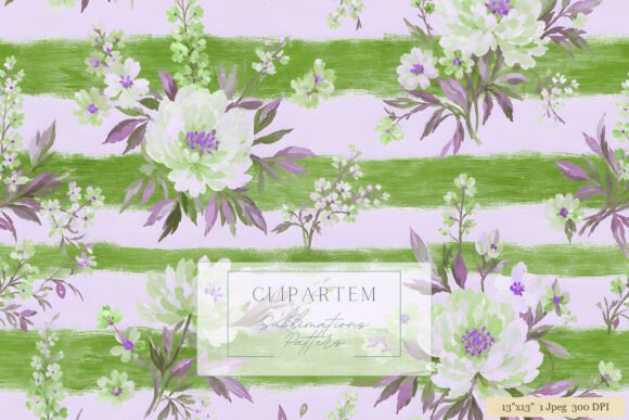 Download Lilac Green Purple Floral Stripe Pattern - Pattern Collection