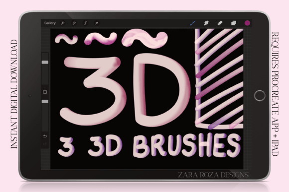 Download 3D Brush Set - Procreate Monoline &amp; Pens - Set Collection