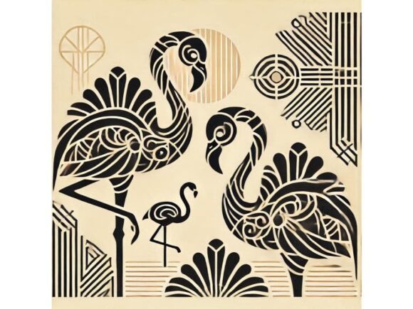 Download Flamingos in Art Deco-inspired Patterns - Pattern Collection