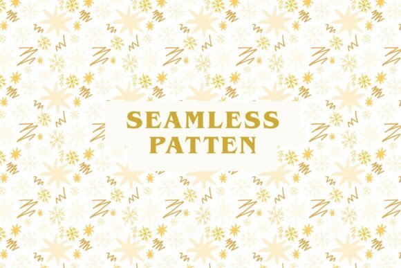 Download Golden Hand Draw Christmas Pattern - Pattern Collection