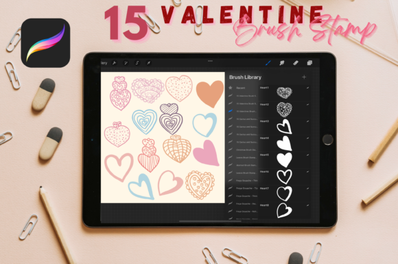 Download 15 Valentine Brush Stamp Set 1 - Set Collection