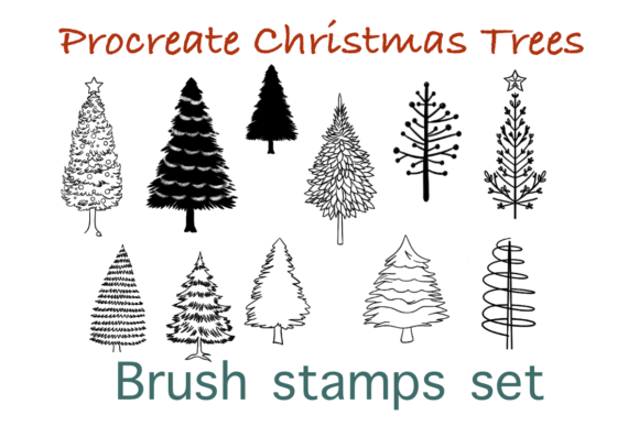 Download Christmas Tree Procreate Stamp Brush Set - Set Collection