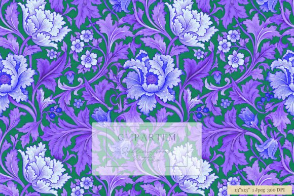Download Victorian Floral Purple Green Pattern - Pattern Collection