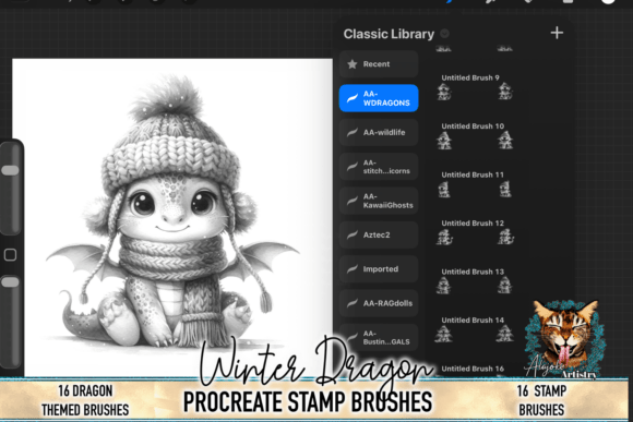 Download Winter Dragons Procreate Brush Set - Set Collection