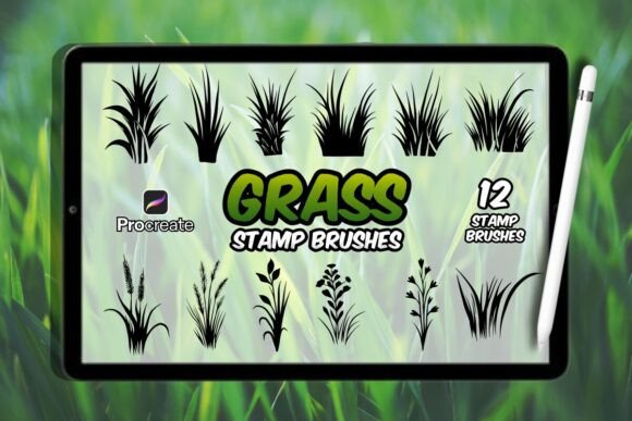 Download Grass Brush Stamp Set for Procreate - Set Collection
