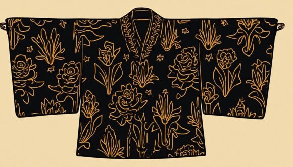 Download Golden Art Deco Patterns on a Black Kimo - Pattern Collection