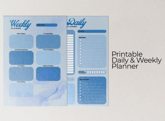 Download Printable Blue Daily &amp; Weekly Planner - Print Collection