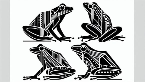 Download Art Deco Frogs with Sleek Patterns - Pattern Collection