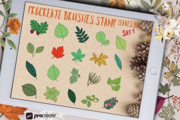 Download Procreate Brushes Stamp Leaves Set 1 - Set Collection