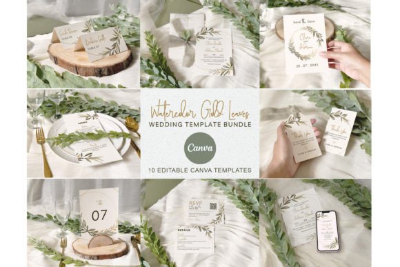 Download Watercolor Gold Leaf Wedding Invitation - Wedding invitation Collection
