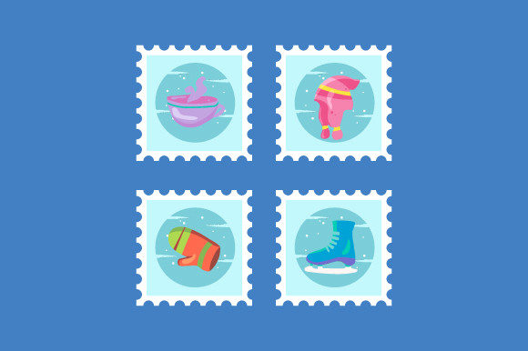 Download Set of Winter Stamp Design Collection 01 - Set Collection