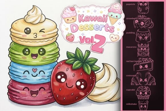 Download Procreate Kawaii Dessert 10 Stamp Set - Set Collection