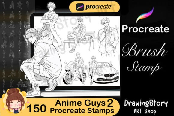Download 150 Procreate Anime Guys Brushes Set2 - Set Collection