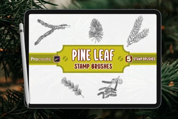 Download Pine Leaf Brush Stamp Set for Procreate - Set Collection