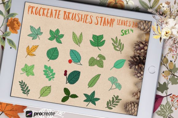 Download Procreate Brushes Stamp Leaves Set 4 - Set Collection