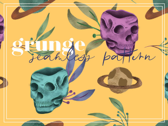 Download Grunge Skull Dark Art Seamless Pattern - Pattern Collection