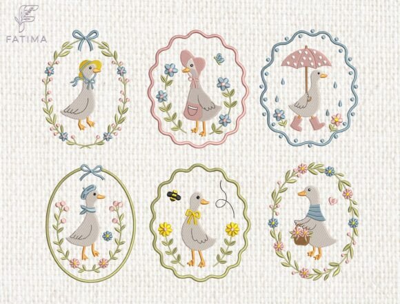 Download Vintage Goose Embroidery Design Set - Set Collection