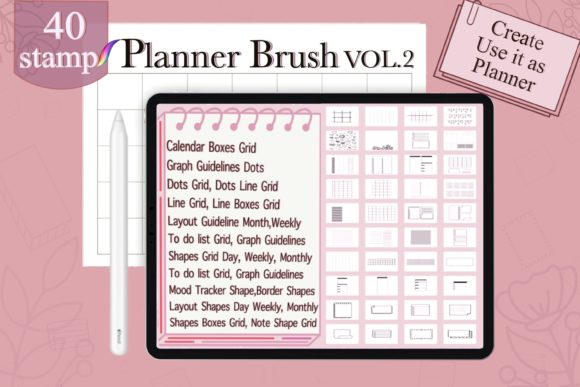 Download Procreate Brushes Stamp Outline Planner - Premium Resources