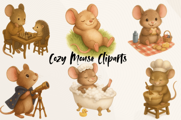 Download Cute &amp; Cozy Mouse Cliparts 01 - Premium Resources