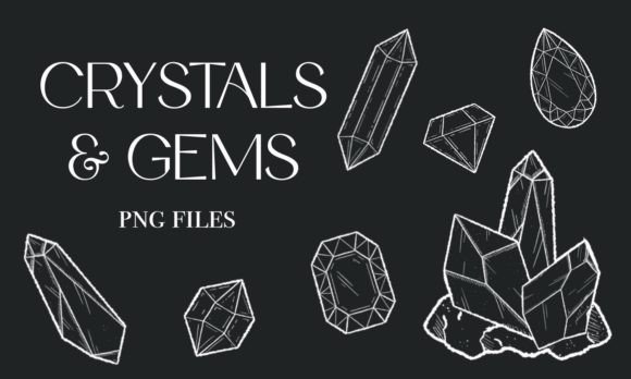 Download Crystals and Gems Linework PNG Set - Set Collection