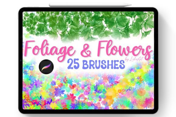 Download Foliage &amp; Flowers Brushset Procreate - Set Collection