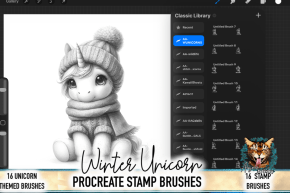 Download Winter Unicorn Procreate Brush Set - Set Collection