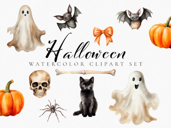 Download Watercolor Halloween Digital Clipart Set - Set Collection