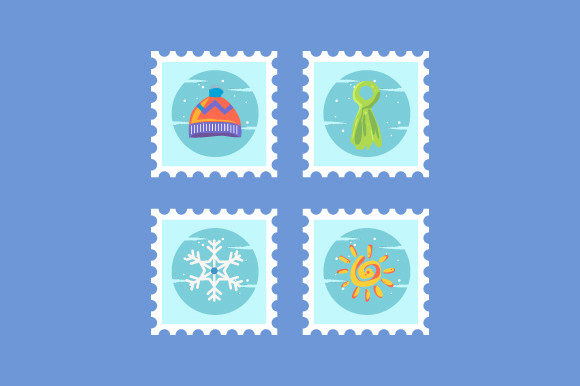 Download Set of Winter Stamp Design Collection 02 - Set Collection