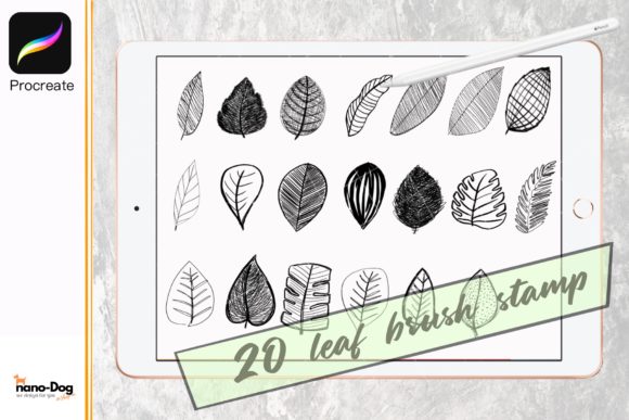 Download Procreate Brush Stamp Set 20 Leaf - Set Collection